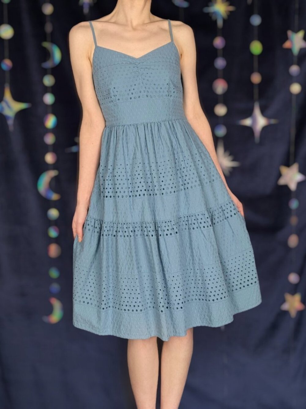 ModCloth Blue Cotton Eyelet Sun Dress